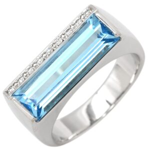 タサキ TASAKI リング 指輪 ブルートパーズ ダイヤモンド ライトブルー×ホワイトゴールド TASAKI Au750 18K 水色 スクエア バケットカット 12号 【中古】中古品