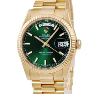 ロレックス ROLEX デイデイト 36 118238 D番 K18YG無垢 グリーン サンレイ プレジデントブレス メンズ 腕時計自動巻き グリーン 【中古】中古美品