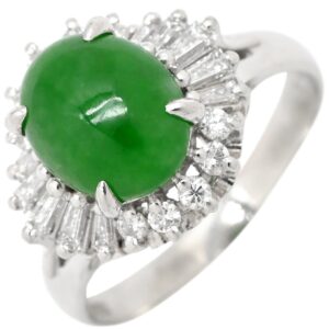 リング 指輪 ヒスイ 2.46ct ダイヤモンド プラチナシルバー 緑 グリーン 翡翠 ひすい ジェダイト プラチナ900 14号 【中古】中古品