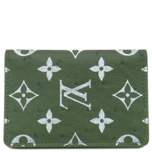 ルイヴィトン LOUIS VUITTON カードケース オーガナイザー ドゥ ポッシュ オーストリッチ グリーン 緑 二つ折り 名刺入れ RFID 【箱】 【中古】