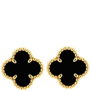 ヴァンクリーフアーペル Van Cleef & Arpels ピアス スウィート アルハンブラ ブラック×イエローゴールド 黒 オニキス 750 YG 18K 両耳用 VCARA44900 【保存袋】 【中古】