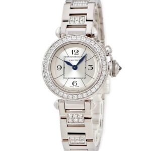 カルティエ Cartier ミスパシャ WJ124018 K18WG無垢 純正ダイヤ シルバー サンレイ 青針 レディース 腕時計クオーツ シルバー 【中古】中古美品