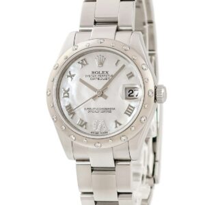 ロレックス ROLEX デイトジャスト 178344NR ランダム番 K18WG×SS コンビ 純正ダイヤ シェル レディース 腕時計自動巻き シルバー 【中古】