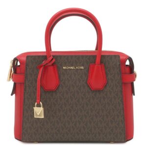 マイケルコース Michael Kors 2WAYバッグ MERCER ベルテッド サッチェル スモール PVC レザー レッド×ブラウン ゴールド金具 パドックチャーム 30S9GM9S1B 【保存袋】 【中古】未使用保管品