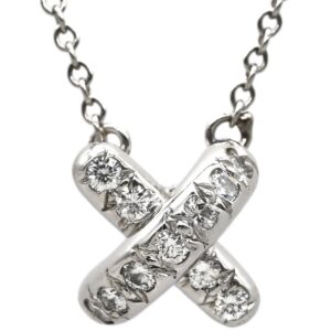 ティファニー Tiffany & Co ネックレス クロスステッチ ダイヤ プラチナシルバー PT950 プラチナ クロス X ペンダント 【中古】中古美品