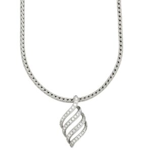 モニッケンダム MONNICKENDAM ネックレス ダイヤ 0.95ct デザインペンダント ホワイトゴールド 750WG 18金 リーフモチーフ 【中古】中古美品