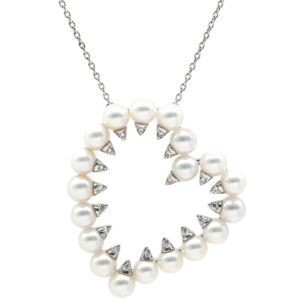 タサキ TASAKI ネックレス デインジャー ハート パールホワイト×ホワイトゴールド TASAKI パール 真珠 danger heart ダイヤ Au 750WG 【中古】中古美品