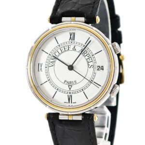 ヴァンクリーフアーペル Van Cleef & Arpels スポーツ1 メメント 423.003 アラーム ホワイト ローマン デイト メンズ 腕時計手巻き ホワイト 【中古】中古美品