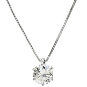 ネックレス ダイヤモンド 1.351ct プラチナシルバー プラチナ 1P 1石 1粒 6本爪 ソリティア ベネチアンチェーン 【中古】中古美品