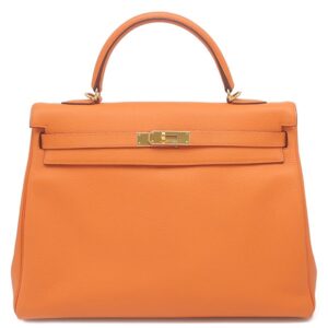エルメス HERMES 2WAYバッグ ケリー35 内縫い トリヨンクレマンス オレンジ ゴールド金具 ハンドバッグ ショルダー □H 【保存袋】 【中古】中古美品