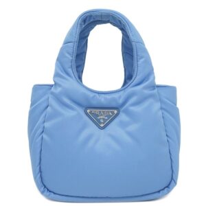 プラダ PRADA 2WAYバッグ パデッド ナイロン レザー ブルー シルバー金具 ハンドバッグ ショルダー 1BA359 【保存袋】 【中古】中古美品