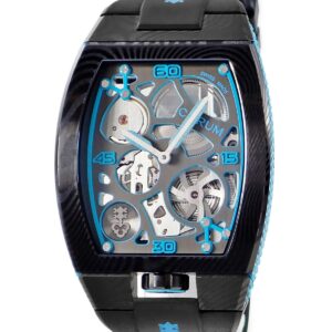 コルム CORUM ラボ 01 リミテッドエディション 410.100.43/F371 BL01 ダマスカス鋼 スケルトン 水色 限定 メンズ 腕時計自動巻き グレー 【中古】中古美品