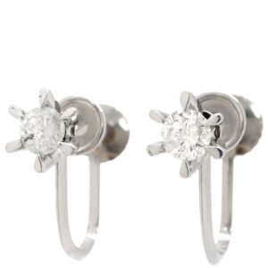 イヤリング ダイヤモンド 0.38ct ネジ式 プラチナシルバー プラチナ 1P 1石 1粒 ソリティア 6本爪 両耳用 【中古】中古品