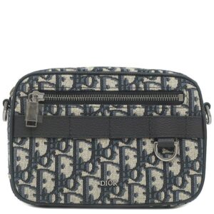 クリスチャン・ディオール Christian Dior ショルダーバッグ Safar ミニディオール オブリーク キャンバス レザー ベージュ×ブラック ガンメタル金具 総柄 2ESWS011YKY_H27E 【箱】 【中古】未使用保管品