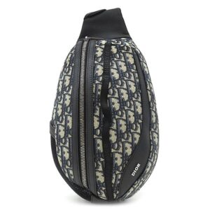 クリスチャン・ディオール Christian Dior ボディバッグ スカラベ レザー オブリークジャカード ブラック×ベージュ シルバー金具 オブリーク ジャカード ショルダーバッグ 黒 1ESBO040YKY 【保存袋】 【中古】