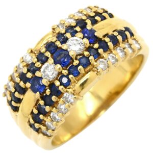 リング 指輪 サファイア ダイヤ リング イエローゴールド 13.5号 【中古】