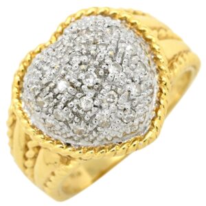 リング 指輪 ダイヤリング イエローゴールド Au750 18K 18金 メレダイヤ ハート 9号 【中古】