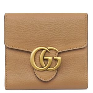 グッチ GUCCI 二つ折り財布 GGマーモント カーフ ベージュ ヴィンテージ金具 コンパクト 782749 【中古】未使用保管品