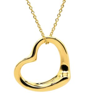 ティファニー Tiffany & Co ネックレス オープンハート 21.6mm イエローゴールド T＆Co. Au750 18K 18金 エルサペレッティ ミディアム 【中古】中古品