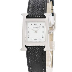 エルメス HERMES Hウォッチ PM HH1.210 H型 ホワイト ギヨシェ アラビア スクエア レディース 腕時計クオーツ ホワイト 【中古】