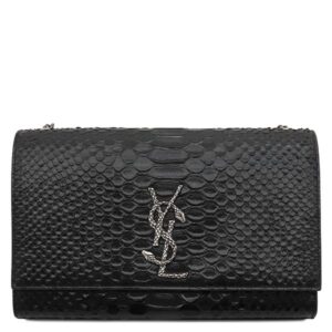 サンローラン SAINT LAURENT ショルダーバッグ ケイト チェーンショルダー パイソン ブラック シルバー金具 モノグラム カサンドラ 黒 肩掛け 【中古】