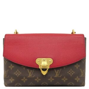 【★3%OFFクーポン】ルイヴィトン LOUIS VUITTON ショルダーバッグ サン プラシード モノグラムキャンバス レザー スリーズ ゴールド金具 茶 赤 チェーンバッグ M43713 CA1138 【中古】中古美品