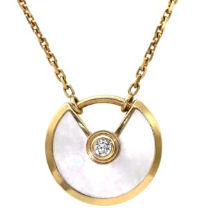 カルティエ Cartier ネックレス アミュレット ドゥ カルティエ XS ホワイト×イエローゴールド 1Pダイヤ 750 ホワイトシェル ラウンド 【中古】