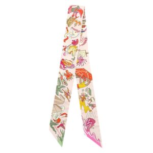 エルメス HERMES スカーフ ツイリー シルク ローズナークル×ヴェールアマンド×マルチカラー 【アカデミア イピカ/Academia Hippica】 H064281S 【箱】 【中古】新品同様品