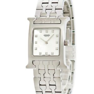 エルメス HERMES Hウォッチ HH1.210.283 純正ダイヤ シェル H型 スクエア 2針 シンプル SS クォーツ レディース 腕時計クオーツ ホワイト 【中古】