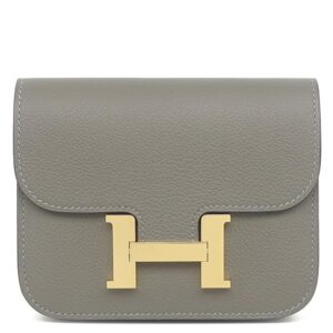 エルメス HERMES 二つ折り財布 コンスタンス スリム ウォレット エバーカラー グリメイヤー ゴールド金具 W刻印(2024年製) 【中古】新品同様品