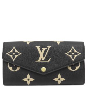 ルイヴィトン LOUIS VUITTON 長財布 ポルトフォイユ サラ モノグラムアンプラント ブラック×ベージュ ゴールド金具 黒 フラップ M80496 RFID 【箱】 【中古】