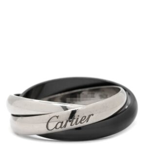 カルティエ Cartier リング 指輪 トリニティ クラシック セラミック ブラック×ホワイトゴールド×パラジウムシルバー #60(JP20) 18K WG パラジウム 19号 【中古】中古品