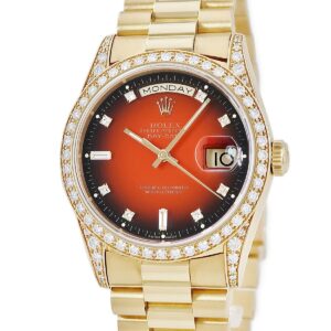 ロレックス ROLEX デイデイト 36 18388A S番 K18YG無垢 純正ダイヤ レッド グラデーション トリチウム メンズ 腕時計自動巻き レッド 【中古】