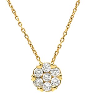 ポンテヴェキオ Ponte Vecchio ネックレス パヴェダイヤ フラワーモチーフ イエローゴールド Au750 18K 18金 7P 7石 7粒 【中古】