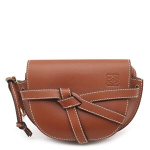 ロエベ LOEWE ショルダーバッグ ゲート バッグ ミニ カーフ タン ゴールド金具 茶 【保存袋】 【中古】