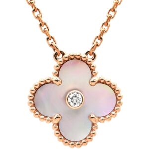 ヴァンクリーフアーペル Van Cleef & Arpels ネックレス ヴィンテージ アルハンブラ ピンクXローズゴールド 2025年ホリデー限定 ピンクシェル 1Pダイヤ 18K VCARPMOP00 【中古】新品同様品