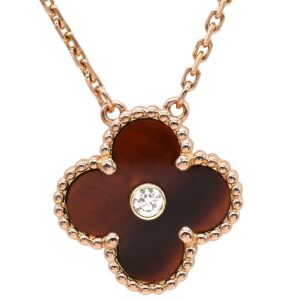 ヴァンクリーフアーペル Van Cleef & Arpels ネックレス ヴィンテージ アルハンブラ ブラウン×ローズゴールド 茶 750PG 18K 2017年ホリデー ブルズアイ ダイヤ 【保証書】 【中古】新品同様品