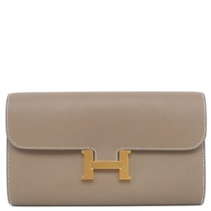 エルメス HERMES 長財布 コンスタンス トゥーゴー ヴォーエプソン エトゥープ ゴールド金具 グレージュ B 【箱】 【中古】