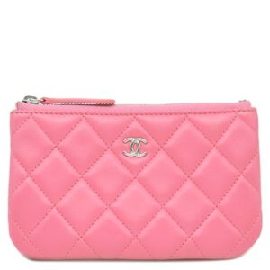 シャネル CHANEL ポーチ クラシック スモール ジップ ポーチ ラムスキン ピンク シルバー金具 ココマーク A82365 31****** 【箱】 【中古】中古品