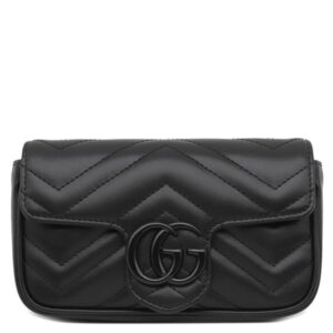 グッチ GUCCI ショルダーバッグ GGマーモント ベルトバッグ レザー ブラック ブラック金具 黒 GG チェーンバッグ クラッチ 699757 【箱】 【中古】新品同様品