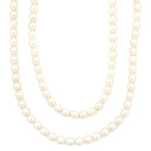 ミキモト MIKIMOTO ネックレス あこやパール ロング パールホワイト×ホワイトゴールド MIKIMOTO 真珠 14K WG 2連 【中古】中古美品