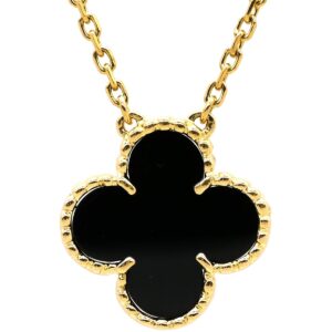 ヴァンクリーフアーペル Van Cleef & Arpels ネックレス ヴィンテージ アルハンブラ ペンダント ブラック×イエローゴールド Au750 18K 黒 オニキス 旧型 【修理証明書】 【中古】新品同様品
