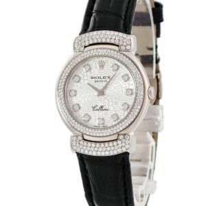 ロレックス ROLEX チェリーニ 6673/9 M番 K18WG無垢 純正ダイヤ ホリコン 彫り コンピューター レディース 腕時計クオーツ シルバー 【中古】中古美品