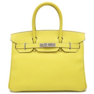 エルメス HERMES ハンドバッグ キャンディ バーキン30 ヴォーエプソン ライム×グレー シルバー金具 黄 □O刻印 【中古】