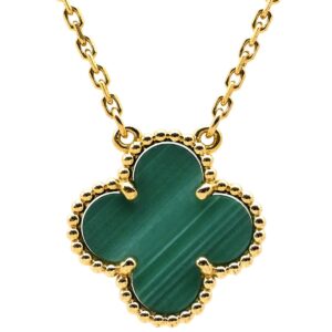 ヴァンクリーフアーペル Van Cleef & Arpels ネックレス ヴィンテージ アルハンブラ イエローゴールド×グリーン Au750 緑 マラカイト マット VCARO9VA00 【中古】