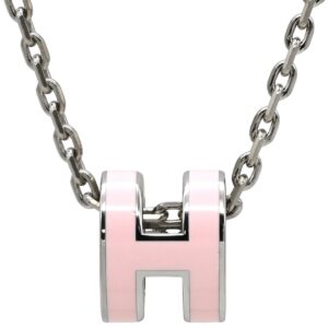 エルメス HERMES ネックレス ポップアッシュ ミニ ペンダント メタル ラッカー ローズドラジェ×シルバー Hモチーフ ピンク 【箱】 【中古】