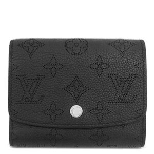 【★3％OFFクーポン】ルイヴィトン LOUIS VUITTON 二つ折り財布 ポルトフォイユ イリス コンパクト モノグラムマヒナ ノワール シルバー金具 黒 M62540 不明 【中古】中古品