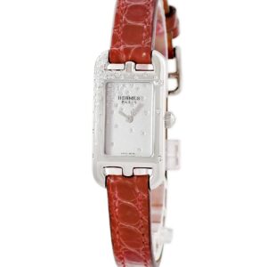 エルメス HERMES ナンタケット ミニ ジュテ ドゥ ディアマン NA2.131 純正ダイヤ シルバー 角型 レディース 腕時計クオーツ シルバー 【中古】中古美品