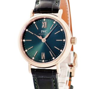 IWC IWC ポートフィノ オートマチック 34 IW357409 K18RG無垢 純正ダイヤ グリーン メンズ レディース 腕時計自動巻き グリーン 【中古】
