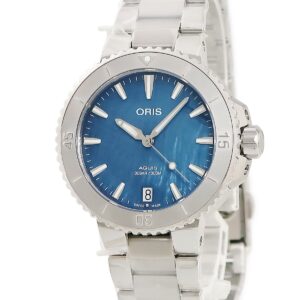 オリス ORIS アクイス デイト 01 733 7770 4155 未使用 シェル ブルー ダイバーズ 逆回転防止ベゼル メンズ 腕時計自動巻き ブルー 【中古】